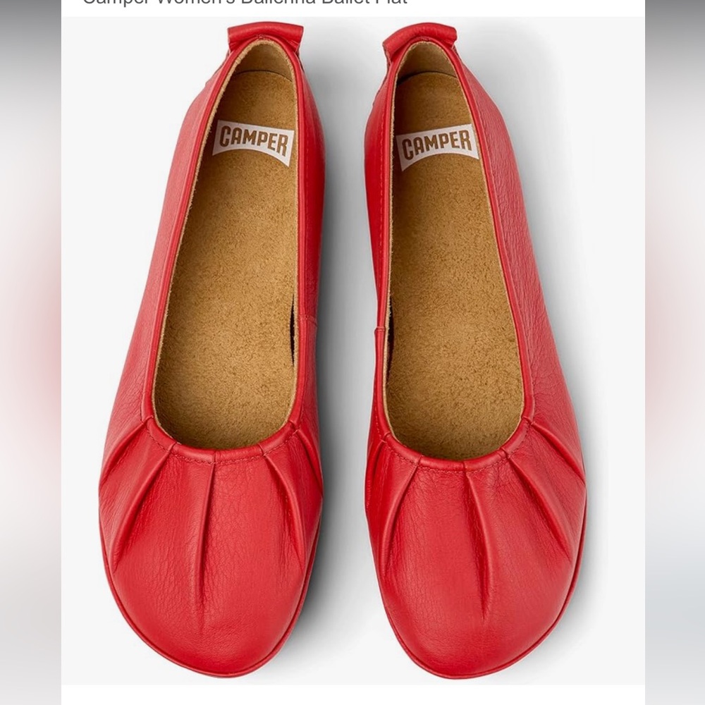 Camper Nina Red Leather Ballet Flat Shoes 10